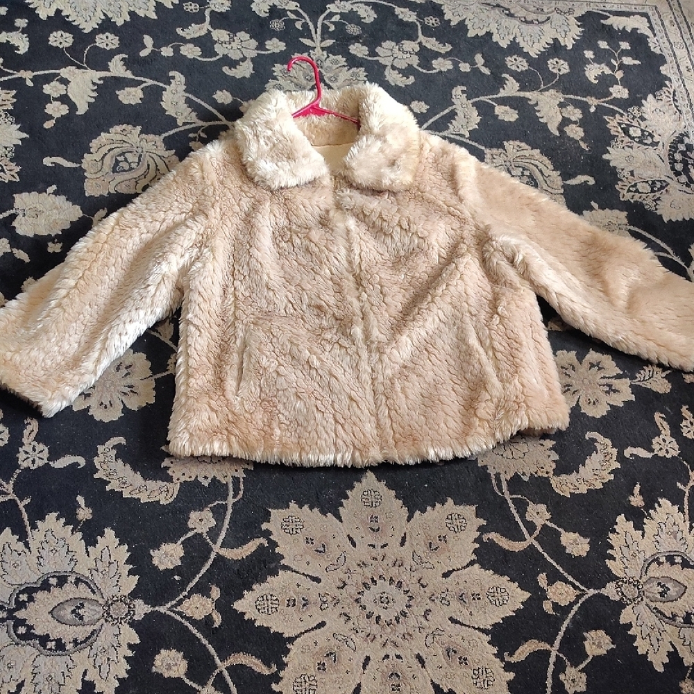 Womens Cream Faux Fur Jacket